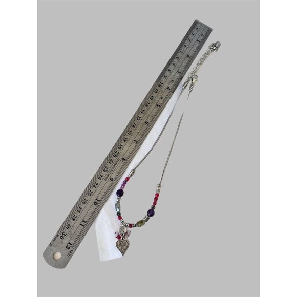 Brighton Multi Gemstone Heart Pendant Silver Plated Necklace 18 Inches - Picture 5 of 6